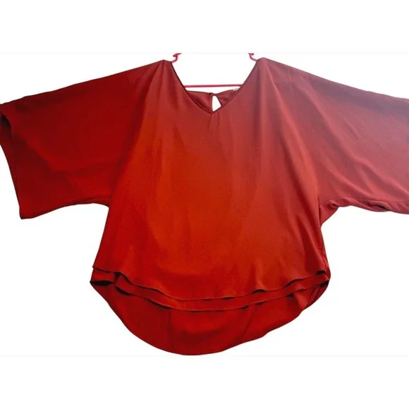 White House Black Market Rust Layered Kimono Sleeve Flowy Top Shirt S - Picture 1 of 10